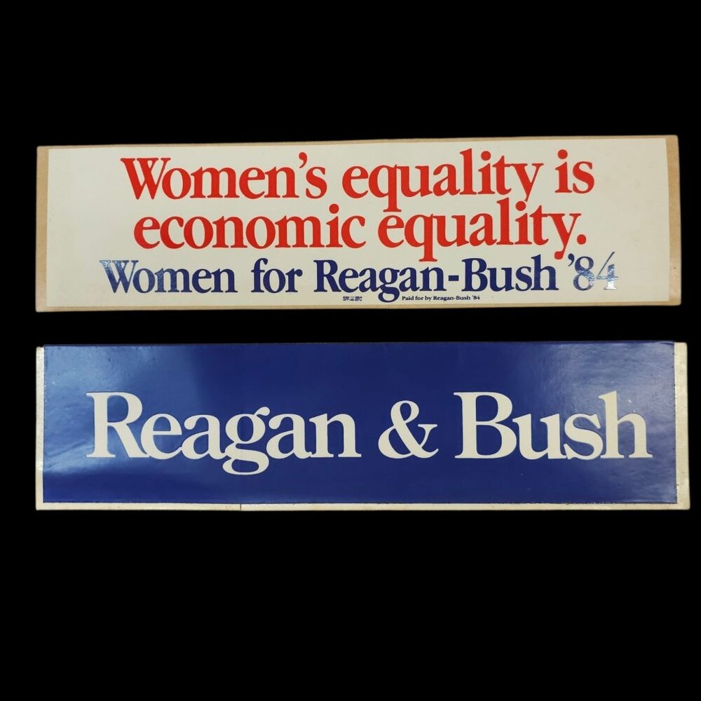 Women For Reagan Bush 1984 Presidential Campaign Stickers Equality Lot Of 2 NOS